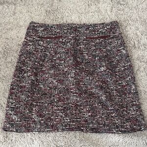 LOFT Black and Red Tweed Mini Skirt